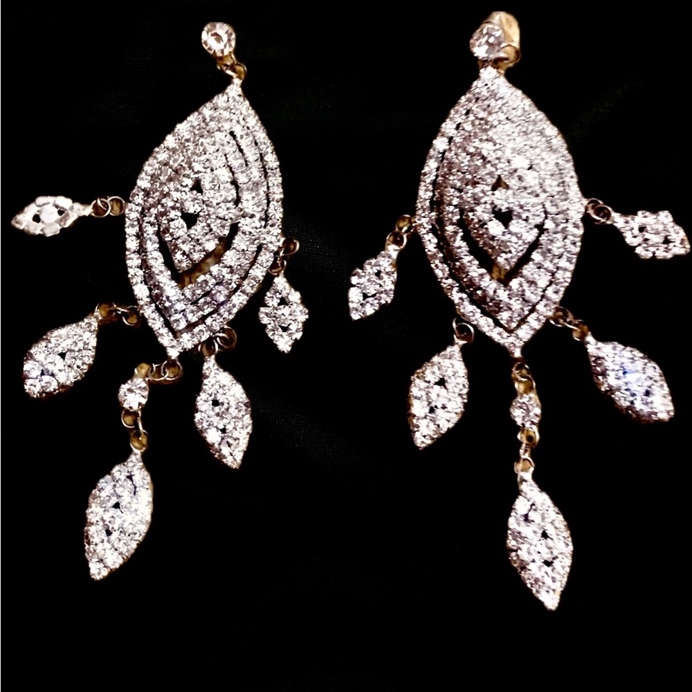 Elegant Silver Dangle Pageant Earrings